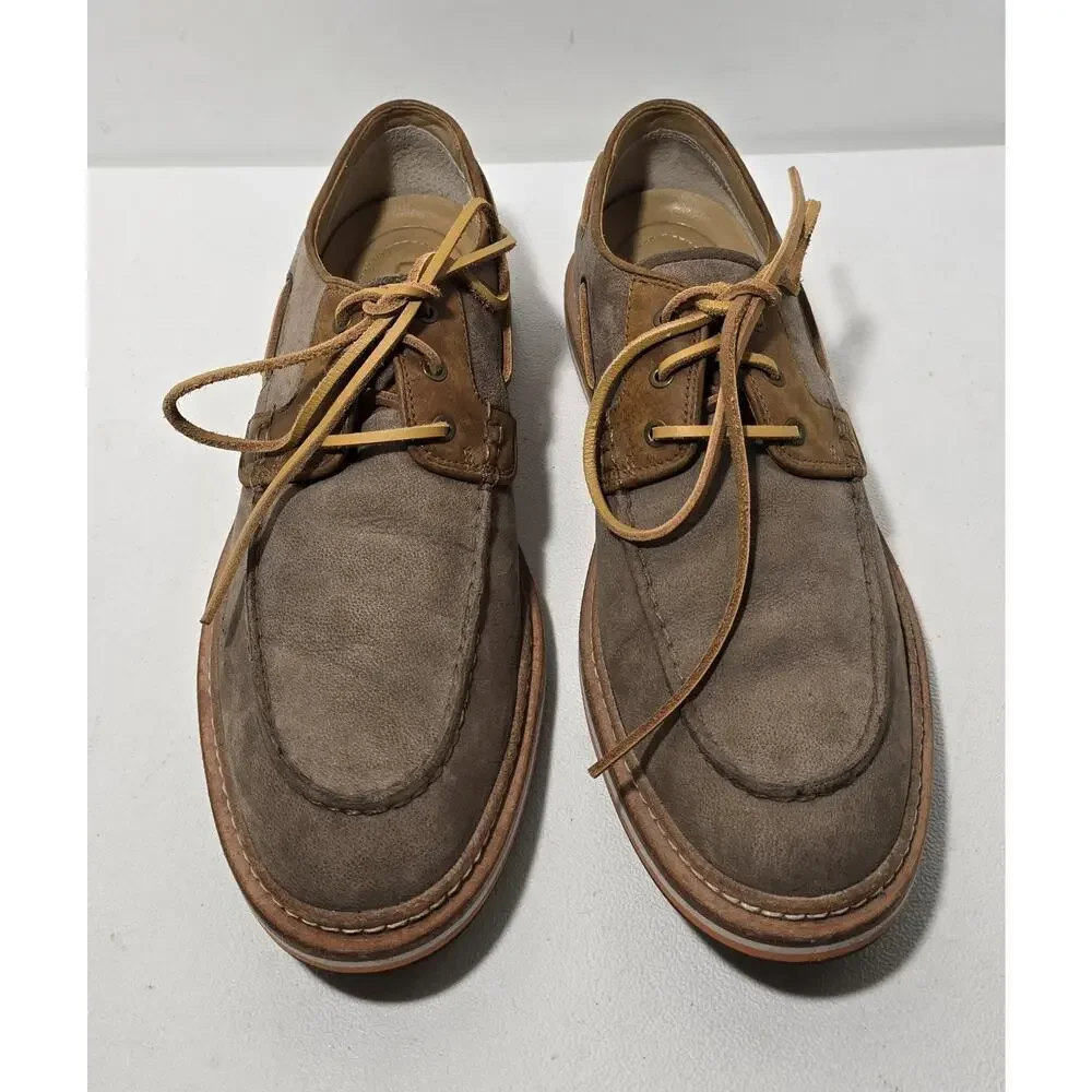UGG Australia Mens 10 Boat Shoes Newell Lace Up Brown Nubuck Leather